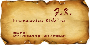 Francsovics Klára névjegykártya